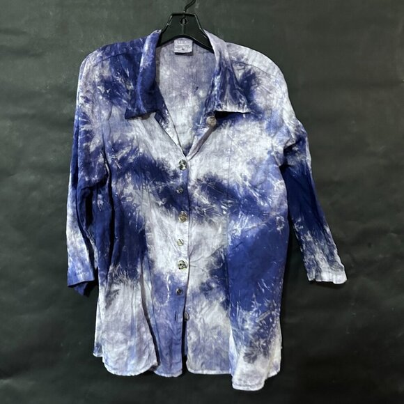 Click Color me Cotton Linen Purple Tie Dye Size XL Blue Lavender Shacket Jacket - Picture 6 of 6